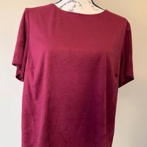 Wine Faux Suede Shirt